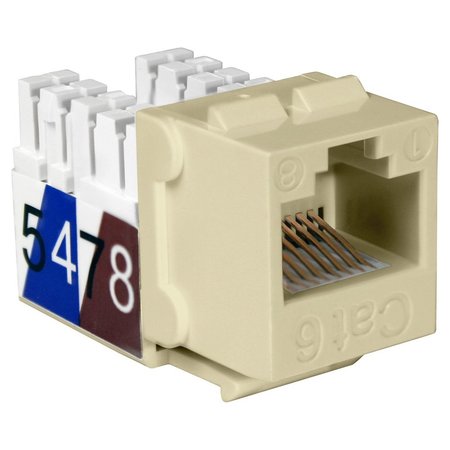 QUEST TECHNOLOGY INTERNATIONAL Cat6 Slim-Style 90 Degree Keystone Jacks, 8P8C - Ivory NKJ-6507